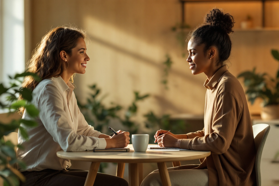 A coaching conversation between two people
